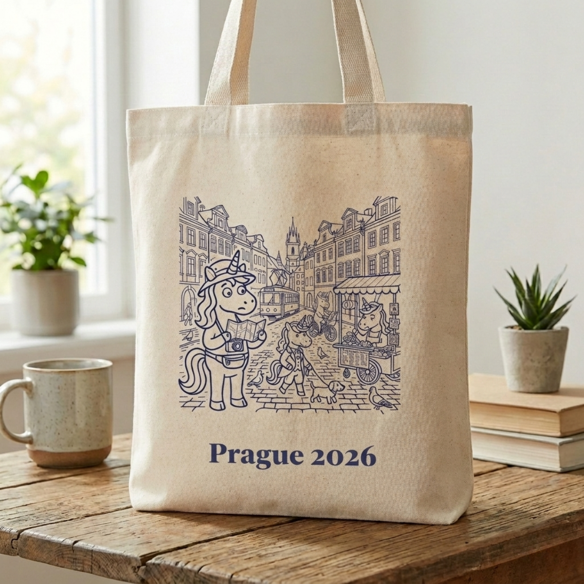 Prague Line Art Tote Bag